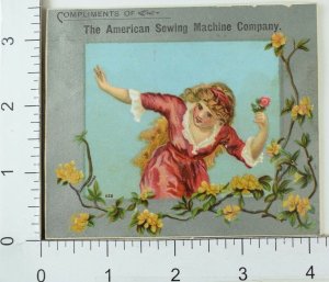 The American Sewing Machine Co Lovely Lady Long Hair Yellow Flowers F64