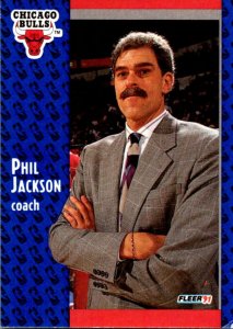 1991 Fleer Basketball Card Phil Jackson Coach Chicago Bulls sun0643