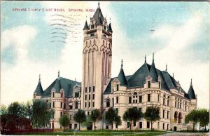 Postcard COURT HOUSE SCENE Spokane Washington WA AK6210