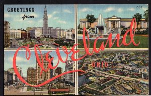 Ohio CLEVELAND MultiView Greetings from - LINEN