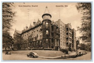 1946 Good Samaritan Hospital Exterior Classic Cars Zanesville Ohio OH Postcard