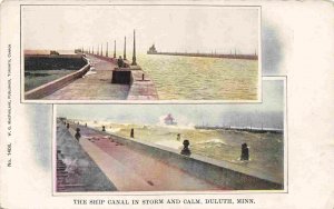 The Ship Canal in Storm & Calm Duluth Minnesota 1905c postcard