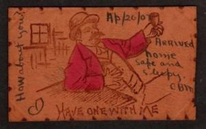 OBERLIN Ohio OH LEATHER Postcard Drunk Drinking 1907 PC