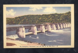 PITTSBURGH PENNSYLVANIA OHIO RIVER MONTGOMERY DAM VINTAGE POSTCARD