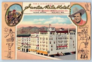 1951 Santa Rita Hotel & Restaurant Building Finest Hotel Tucson Arizona Postcard