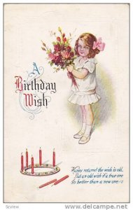 Girl Holding Flowers, A Birthday Wish, PU-1925