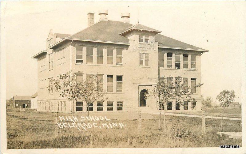 1910 High School Belgrade Minnesota RPPC Real photo postcard 8959