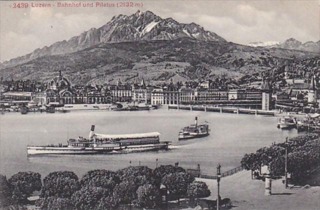 Switzerland Luzern Bahnhof und Pilatus