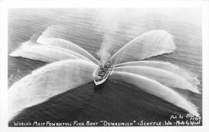 Postcard RPPC 1940s Washington Seattle World's Powerful Fire boat Ellis 23-13015