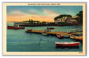 Postcard MA Waterfront From Town Wharf Marion Mass. Massachusetts Boats