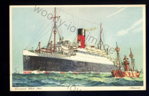 LS2484 - Cunard White Star Liner - Alaunia & the BAR Lightship - postcard