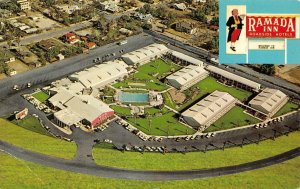 TUCSON, AZ Arizona  RAMADA INN MOTEL~Bird's Eye View  ROADSIDE  Chrome Postcard