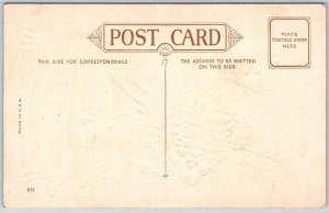 Sincere Greetings c1910 Embossed Postcard Farm Scene Flowers Poem