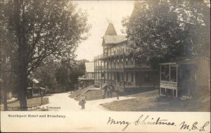 NORTHPORT MAINE ME Hotel and Broadway Antique RPPC Real Photo Postcard