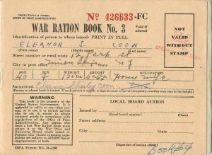 War ration Book US Army ration book (with stamps on the inside)