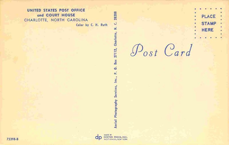 US Court House Post Office Charlotte North Carolina postcard