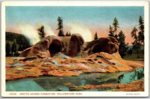 Grotto Geyser Formation Yellowstone Wyoming WY Park Silicious Formation Postcard