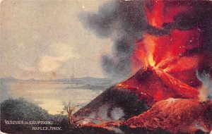Vesuvius in Eruption In Bay of Naples View Postcard Backing 