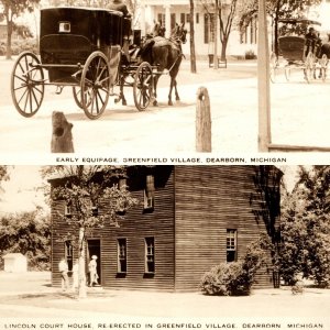 LOT 2 c1930s Dearborn MI RPPC Greenfield Village Horse House Artcraft Photo A165