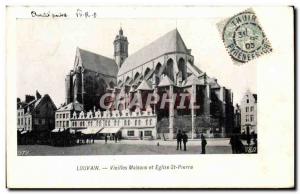 Old Postcard Louvain Old Houses And Church St Pierre