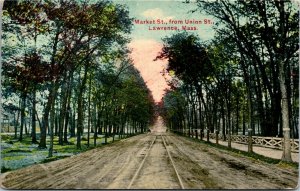 Postcard MA Lawrence Market Street from Union Street Streetcar Tracks ~1910 H17