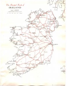 The Principal Roads of Ireland, 1961 8.5 X 11 inch Map