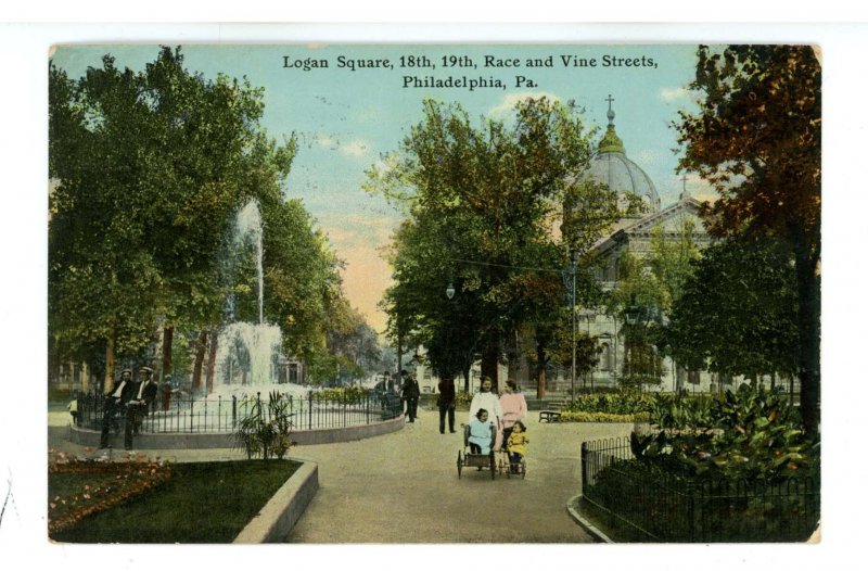 PA - Philadelphia. Logan Square, 18th, 19th, Race & Vine Streets ca 1911