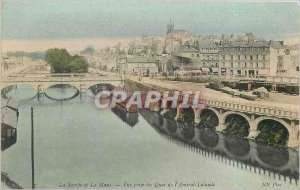 Old Postcard Sarthe and Le Mans View from Quai Admiral Lalande Train