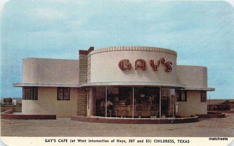 1950s Gay's Cafe roadside Childress Texas Webb Studio Dexter postcard 108