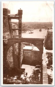 Vintage Malta Valletta Barracca Lift Harbor View Postcard