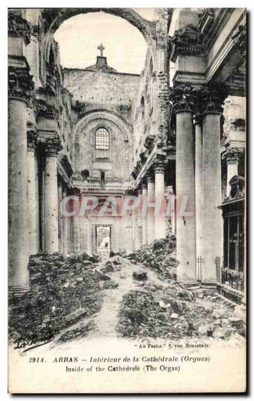 Old Postcard Arras Interior of the Cathedral Organ Army