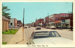 Vtg Chase City Virginia VA Main Street View Old Cars WMEK 980 1960s Postcard