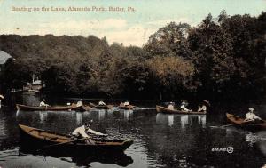 Butler Pennsylvania scenic view boats on lake Alameda Park antique pc Z16282