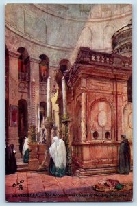 Jerusalem Israel Postcard Rotunda Holy Sepulchre Chapel c1910 Oilette Tuck Art