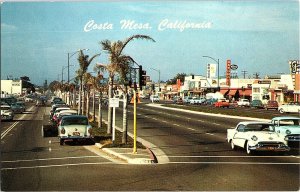 Costa Mesa California Newport Blvd. Vintage Standard View Postcard Old Cars 