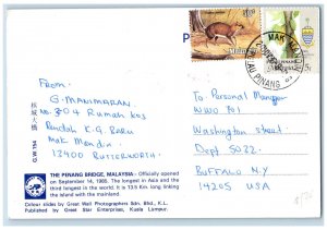 Malaysia Postcard The Penang Bridge Longest in Asia 1996 Vintage Posted