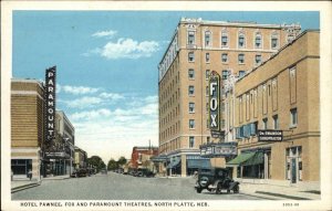 NORTH PLATTE NE Hotel Pwnee Fox & Paramount Theatres Old Postcard