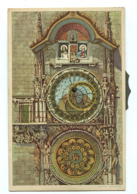 Postcard Praha Staromestsky Orloj Patisk Vyhrazen Dial Vtg. Standard View Card