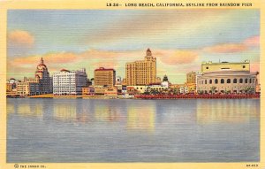 Long Beach California 1950s Postcard Skyline from Rainbow Pier