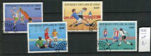 265136 CONGO 1985 year used stamps set soccer Mexico 86