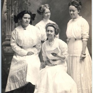 c1910s Beautiful Women White Dresses RPPC Young Ladies Portrait Photo Cute A156