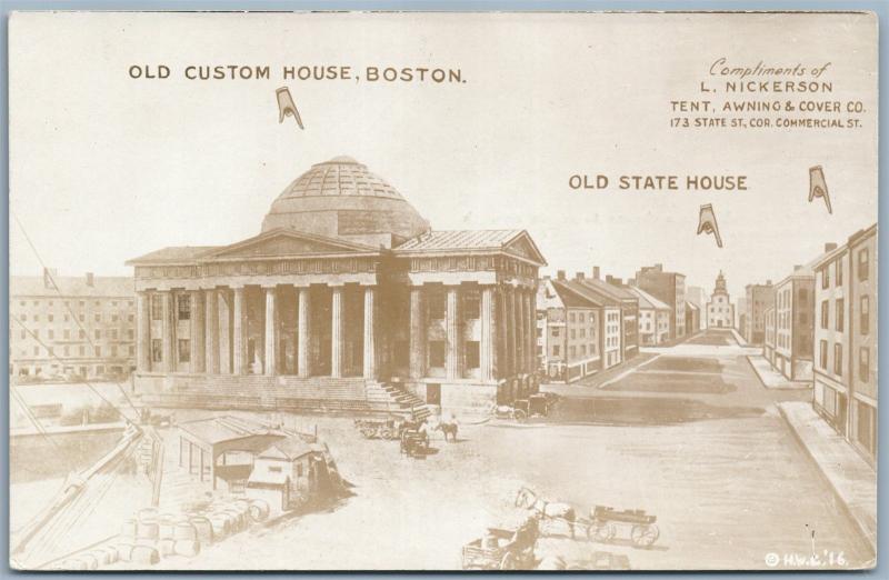 BOSTON MA VINTAGE PHOTOMONTAGE REAL PHOTO ADVERTISING POSTCARD RPPC