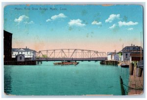 1912 Mystic River Draw Bridge Mystic Connecticut CT Noank CT Postcard 