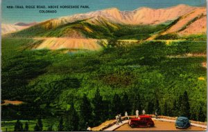 Vtg 1940s Trail Ridge Road Above Horseshoe Park Colorado CO Linen Postcard