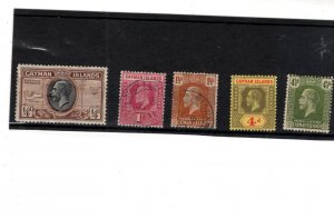 5 Postage Stamps, Cayman Islands, George VI Definitives