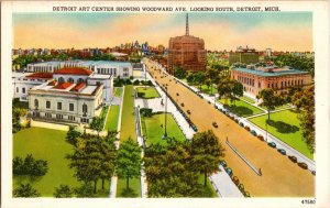 Detroit Art Center Woodward Ave. Detroit Michigan WB Postcard Vintage Art Center 