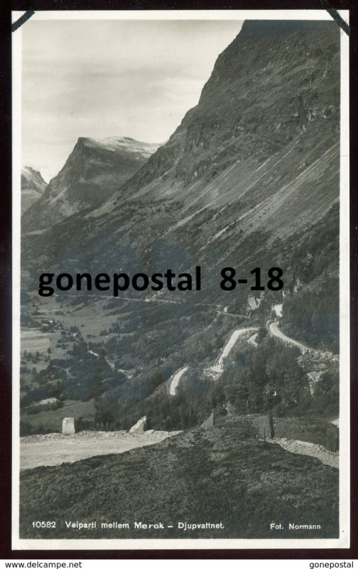 dc829 - NORWAY Djupvattnet 1930s Road between Merok. Real Photo Postcard