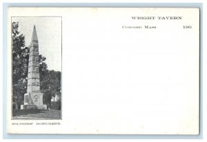 c1900s Soldiers Monument Wright Tavern Concord Massachusetts MA PMC Postcard 