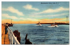 VTG Manasquan River Inlet, Water Scene, Boats, Fishing, NJ Postcard