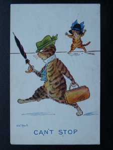 WW1 Black Cat Theme CAN'T STOP Artist Violet Roberts c1916 Comic Postcard